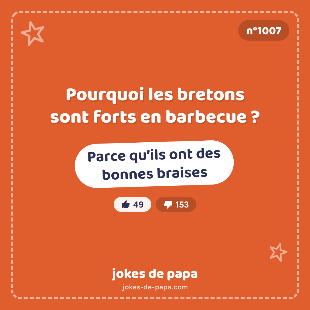 Blague n°1007 en image : Pourquoi les bretons sont forts en barbecue ? Parce qu’ils ont des bonnes braises