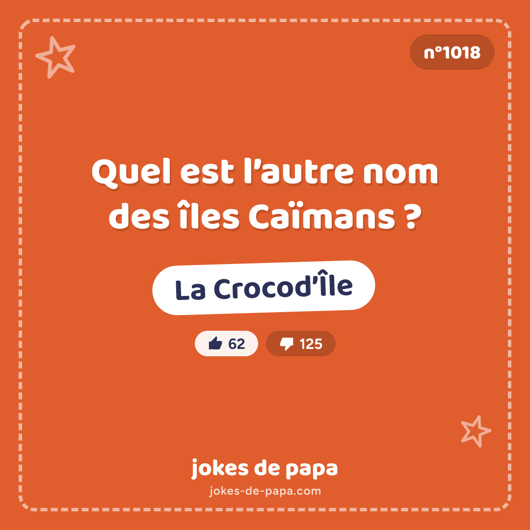 Blague n°1018 en image : Quel est l’autre nom des îles Caïmans ? La Crocod’Île