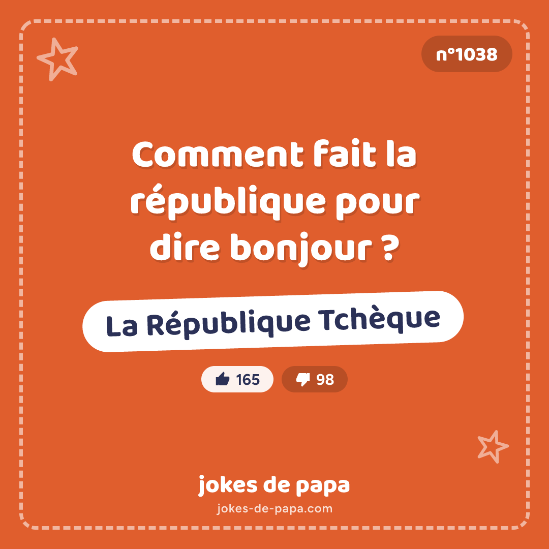 Blague n°1038 en image : Comment fait la république pour dire bonjour ? La République Tchèque