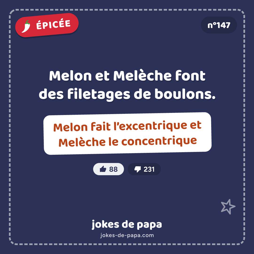 Blague n°147 en image : Melon et Melèche font des filetages de boulons. Melon fait l’excentrique et Melèche le concentrique