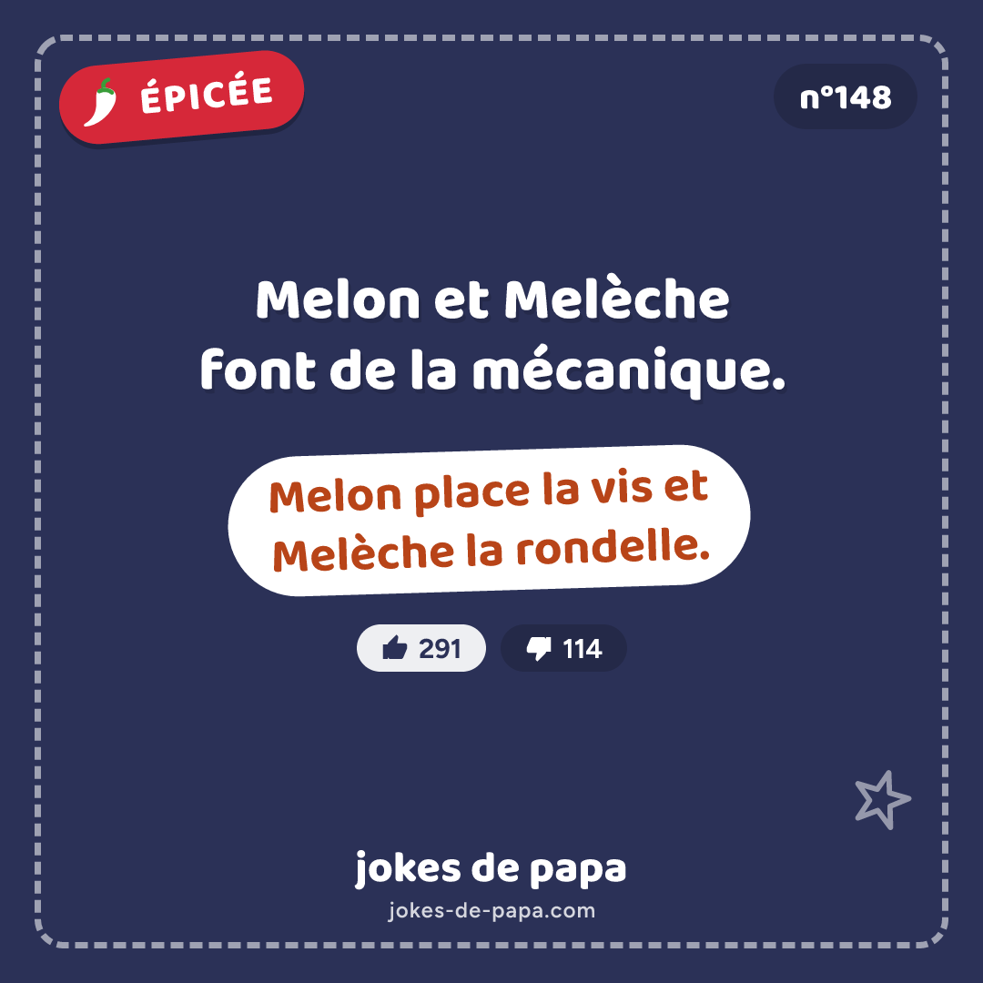 Blague n°148 en image : Melon et Melèche font de la mécanique. Melon place la vis et Melèche la rondelle.