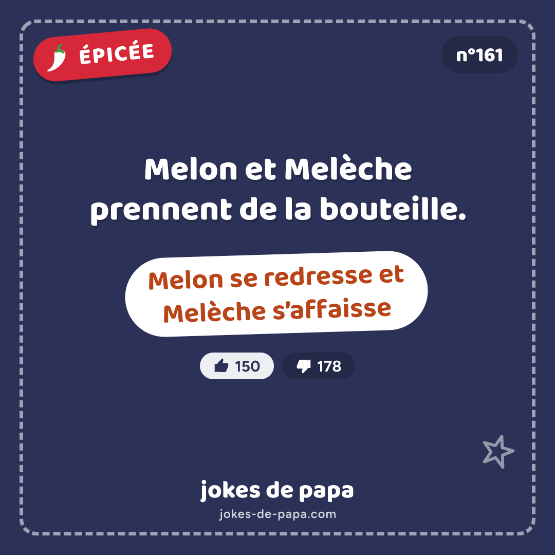 Blague n°161 en image : Melon et Melèche prennent de la bouteille. Melon se redresse et Melèche s’affaisse