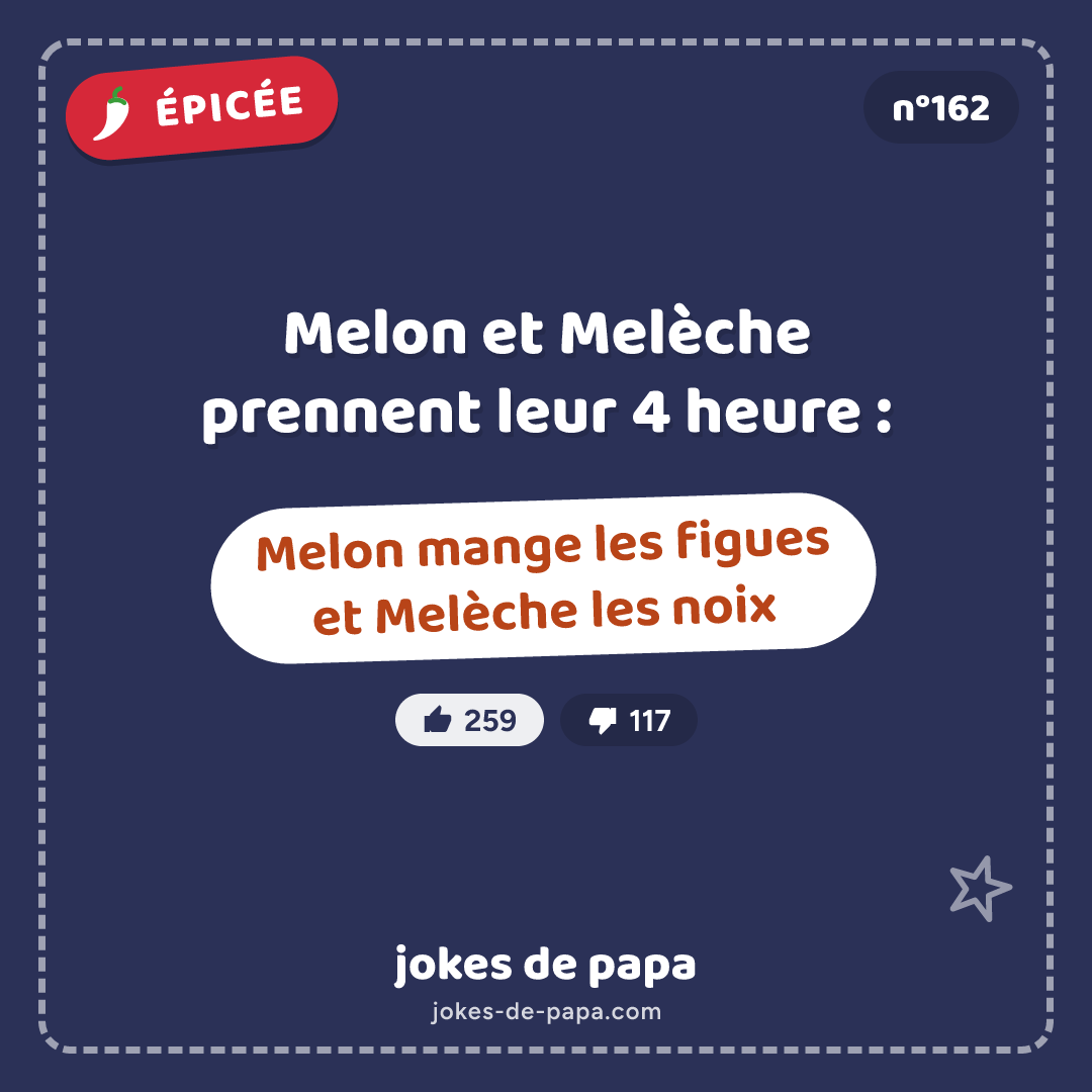Blague n°162 en image : Melon et Melèche prennent leur 4 heure : Melon mange les figues et Melèche les noix