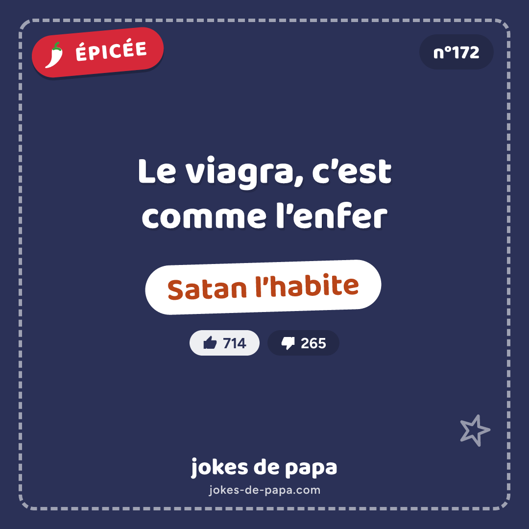 Blague n°172 en image : Le viagra, c’est comme l’enfer Satan l’habite