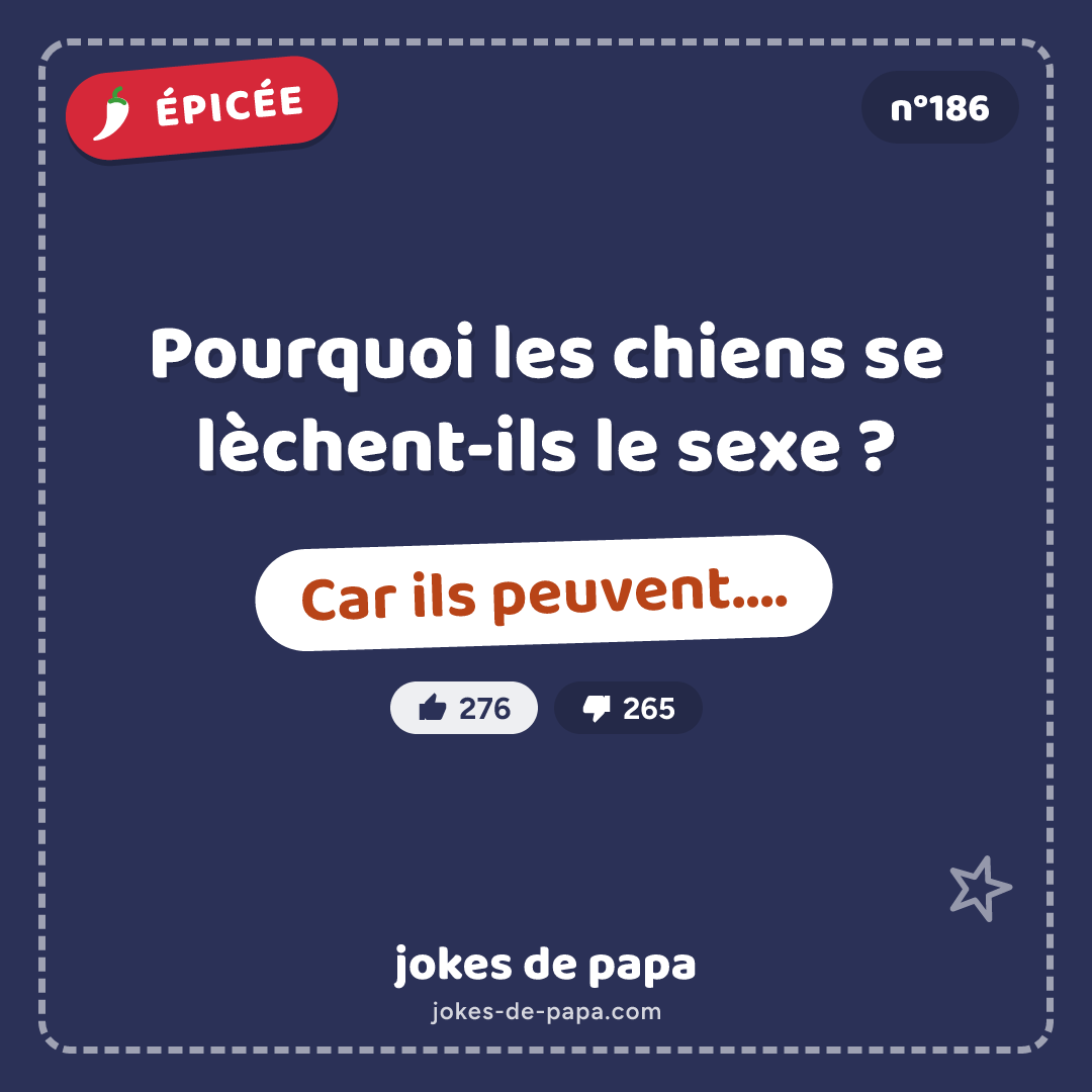 Blague n°186 en image : Pourquoi les chiens se lèchent-ils le sexe ? Car ils peuvent….
