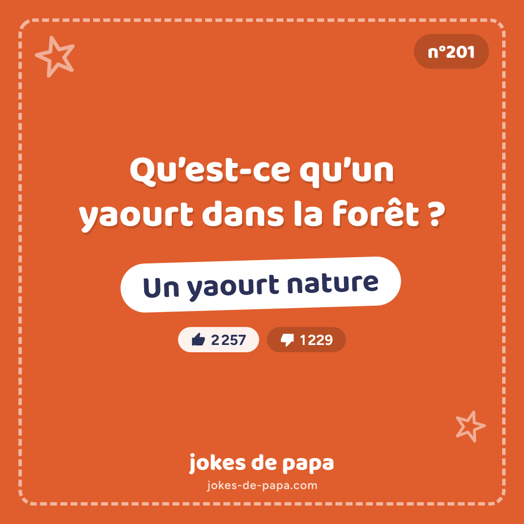 Blague n°201 en image : Qu’est-ce qu’un yaourt dans la forêt ? Un yaourt nature