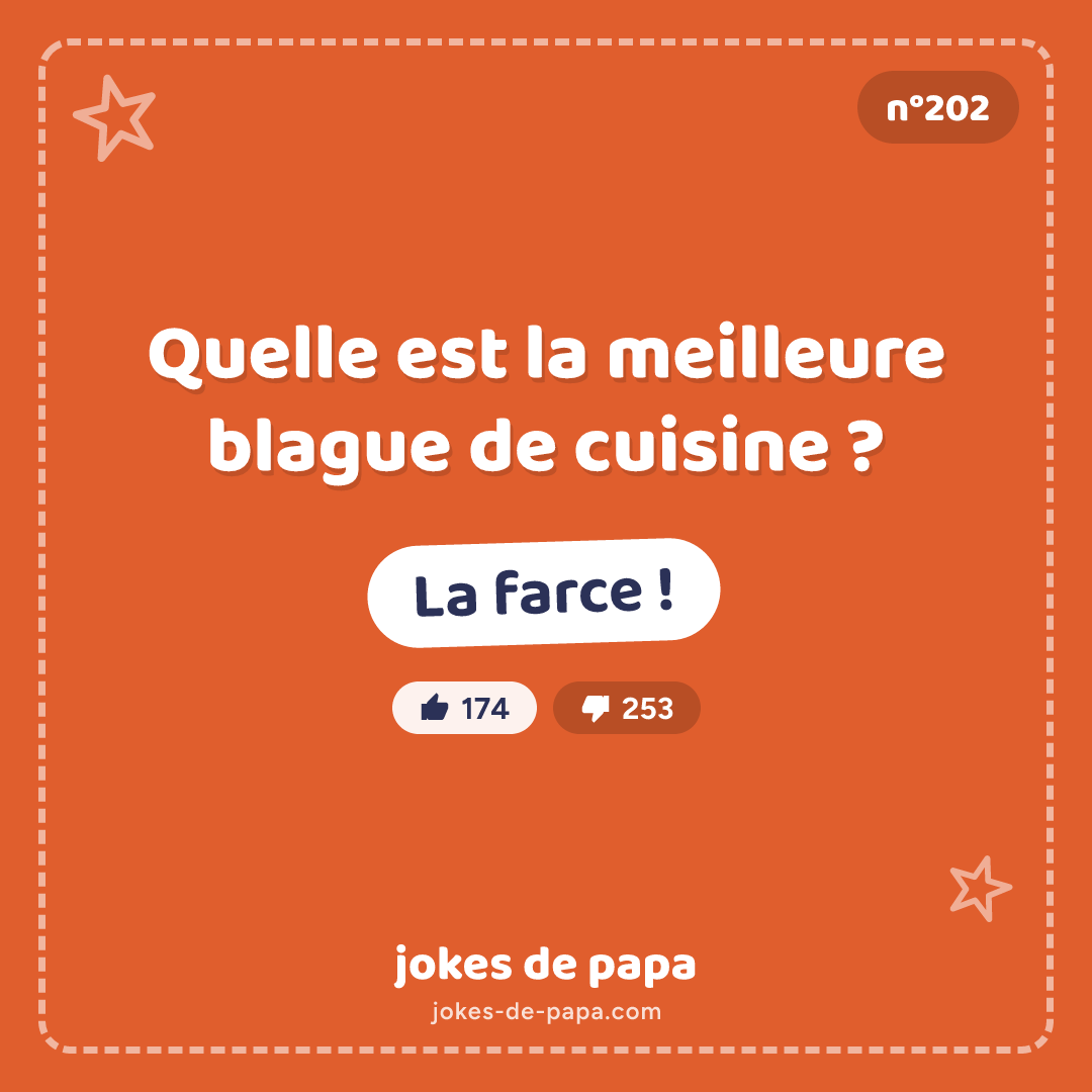 Blague n°202 en image : Quelle est la meilleure blague de cuisine ? La farce !