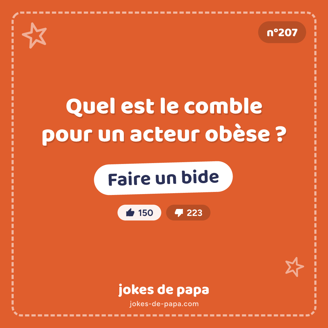 Blague n°207 en image : Quel est le comble pour un acteur obèse ? Faire un bide