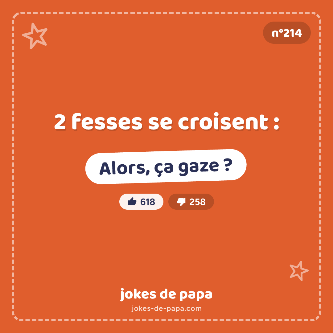Blague n°214 en image : 2 fesses se croisent : Alors, ça gaze ?