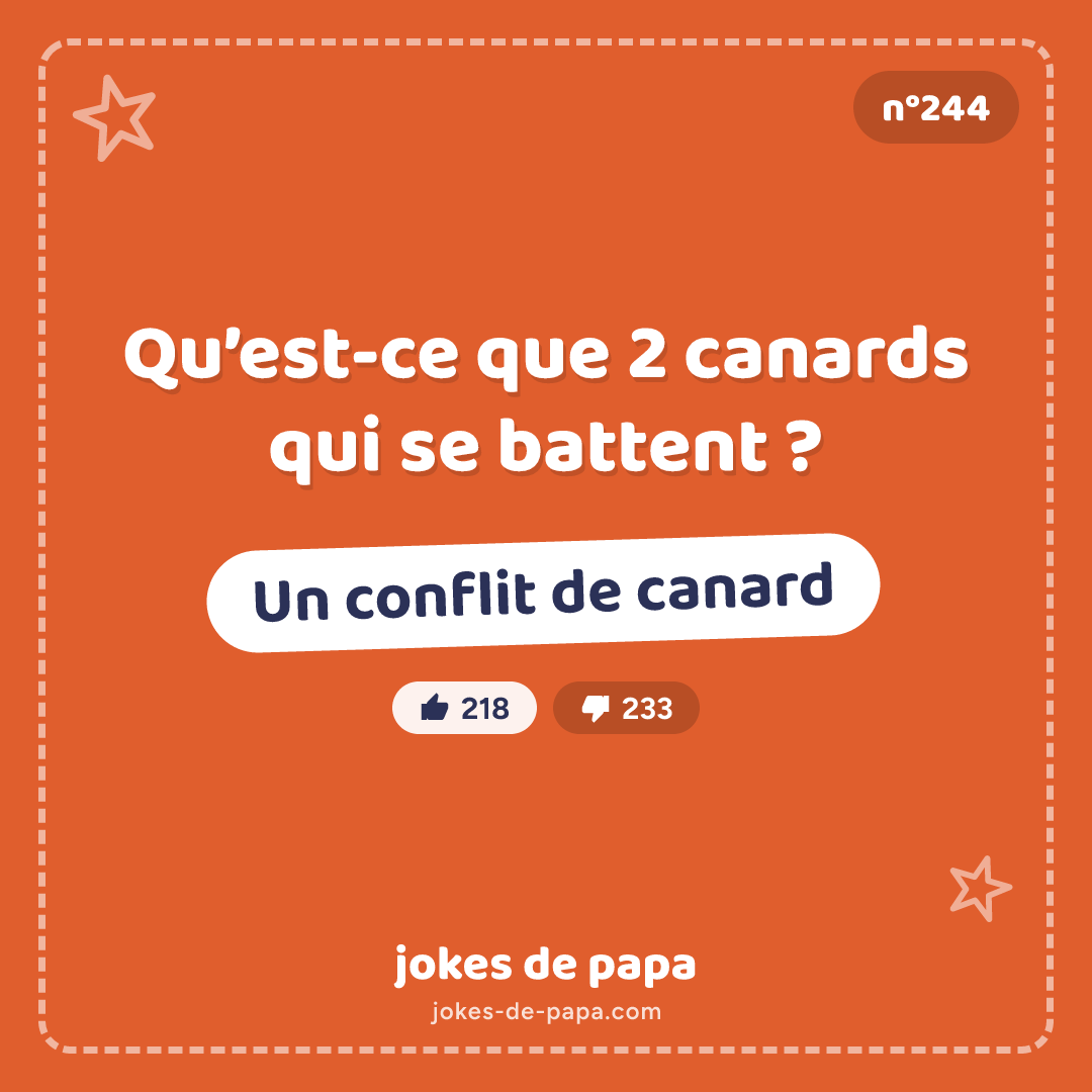 Blague n°244 en image : Qu’est-ce que 2 canards qui se battent ? Un conflit de canard