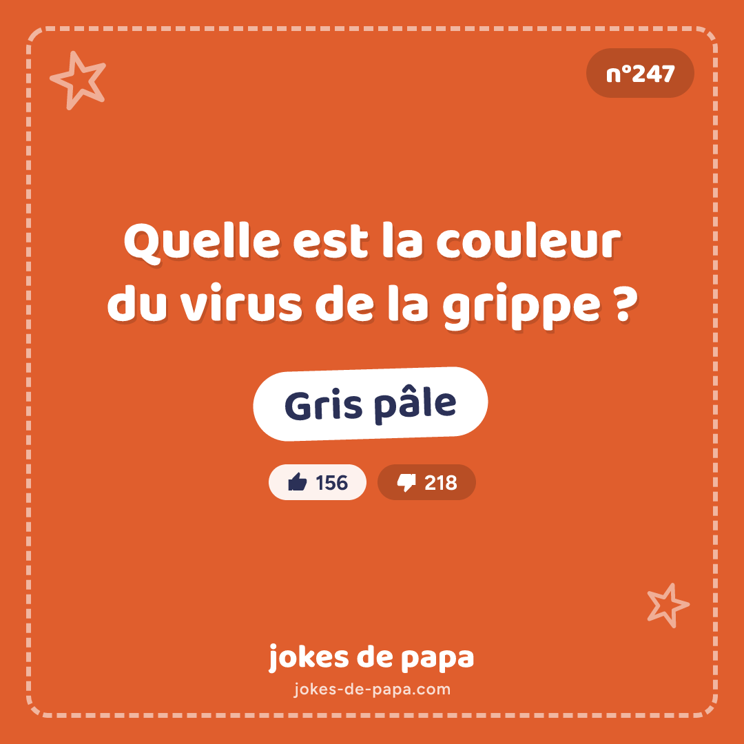 Blague n°247 en image : Quelle est la couleur du virus de la grippe ? Gris pâle