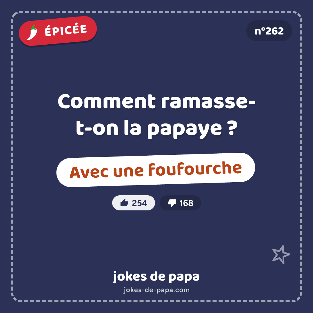 Blague n°262 en image : Comment ramasse-t-on la papaye ? Avec une foufourche