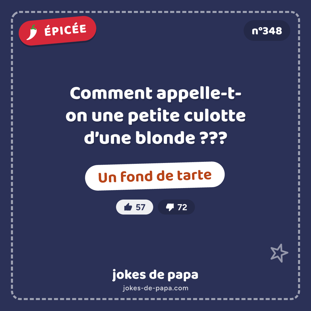 Blague n°348 en image : Comment appelle-t-on une petite culotte d’une blonde ??? Un fond de tarte