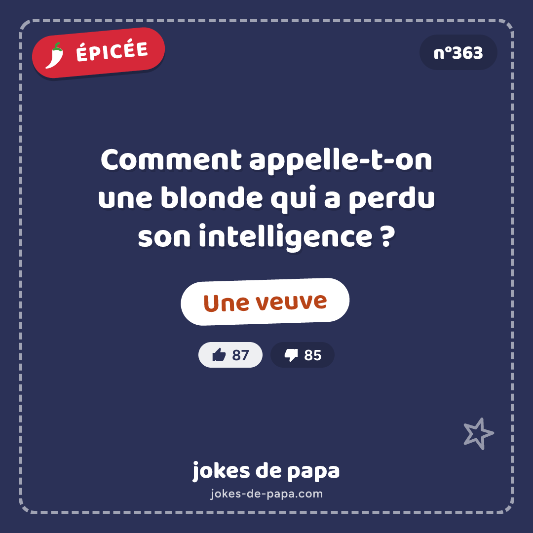 Blague n°363 en image : Comment appelle-t-on une blonde qui a perdu son intelligence ? Une veuve