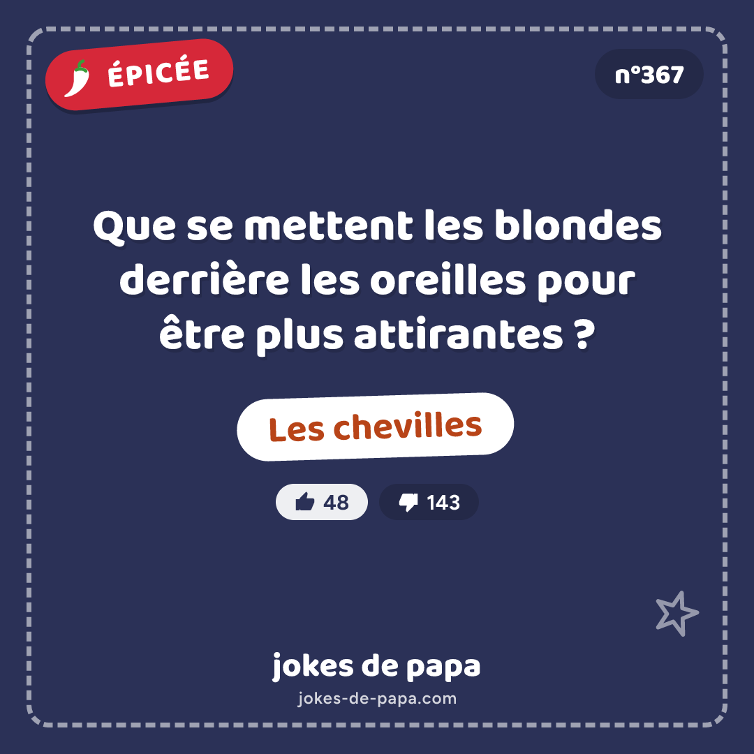 Blague n°367 en image : Que se mettent les blondes derrière les oreilles pour être plus attirantes ? Les chevilles