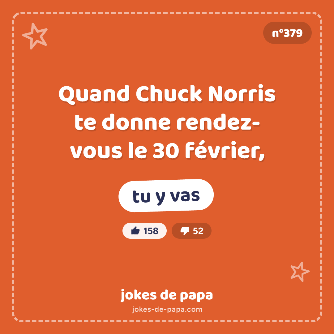 Blague n°379 en image : Quand Chuck Norris te donne rendez-vous le 30 février, tu y vas
