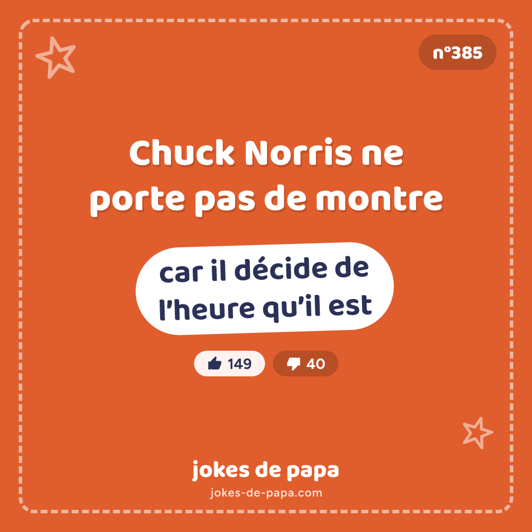 Blague n°385 en image : Chuck Norris ne porte pas de montre car il décide de l’heure qu’il est