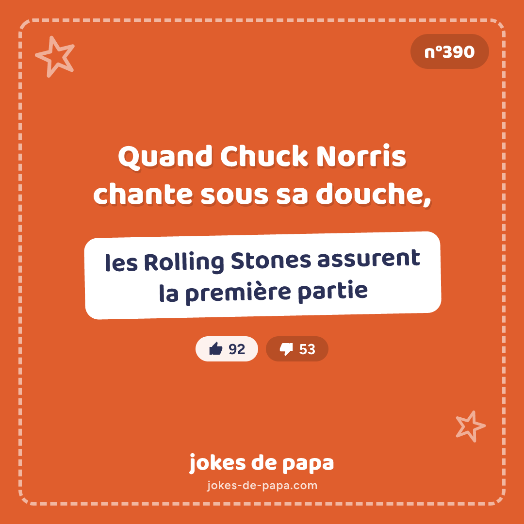 Blague n°390 en image : Quand Chuck Norris chante sous sa douche, les Rolling Stones assurent la première partie