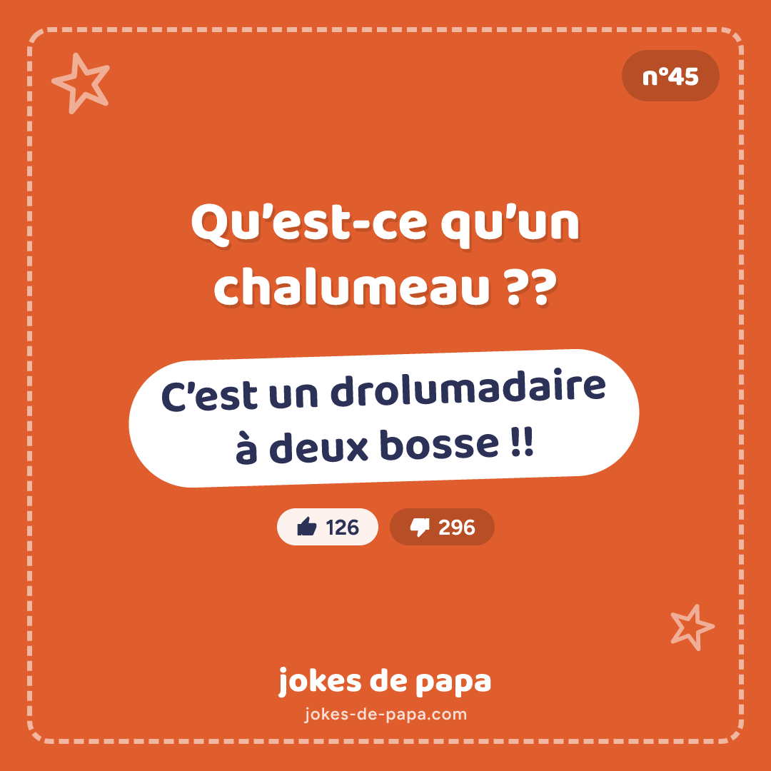 Blague n°45 en image : Qu’est-ce qu’un chalumeau ?? C’est un drolumadaire à deux bosse !!