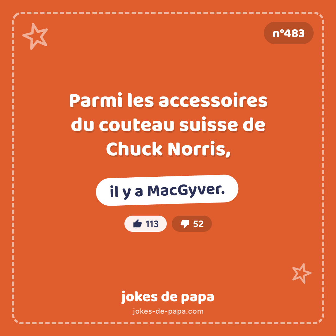 Blague n°483 en image : Parmi les accessoires du couteau suisse de Chuck Norris, il y a MacGyver.