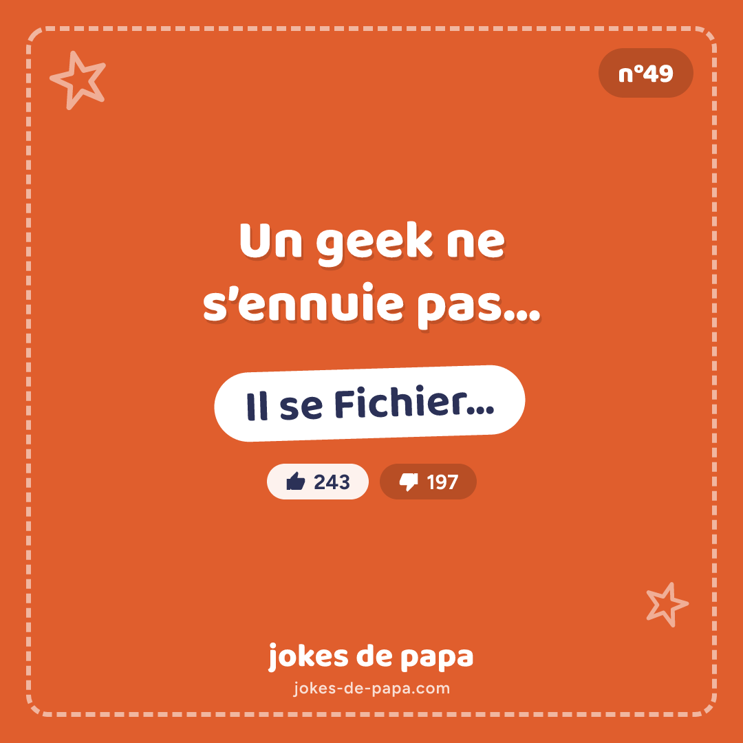 Blague n°49 en image : Un geek ne s’ennuie pas… Il se Fichier…