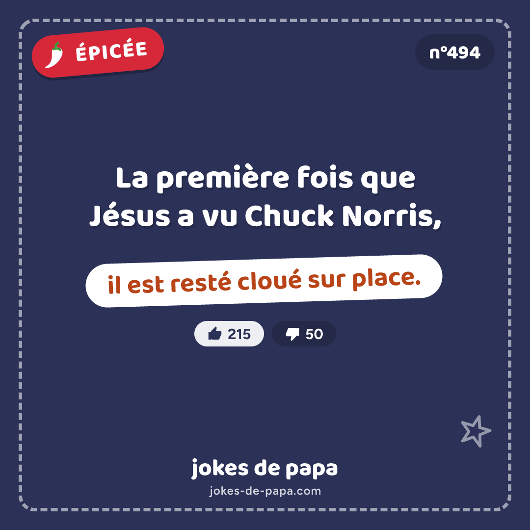 Blague n°494 en image : La première fois que Jésus a vu Chuck Norris, il est resté cloué sur place.