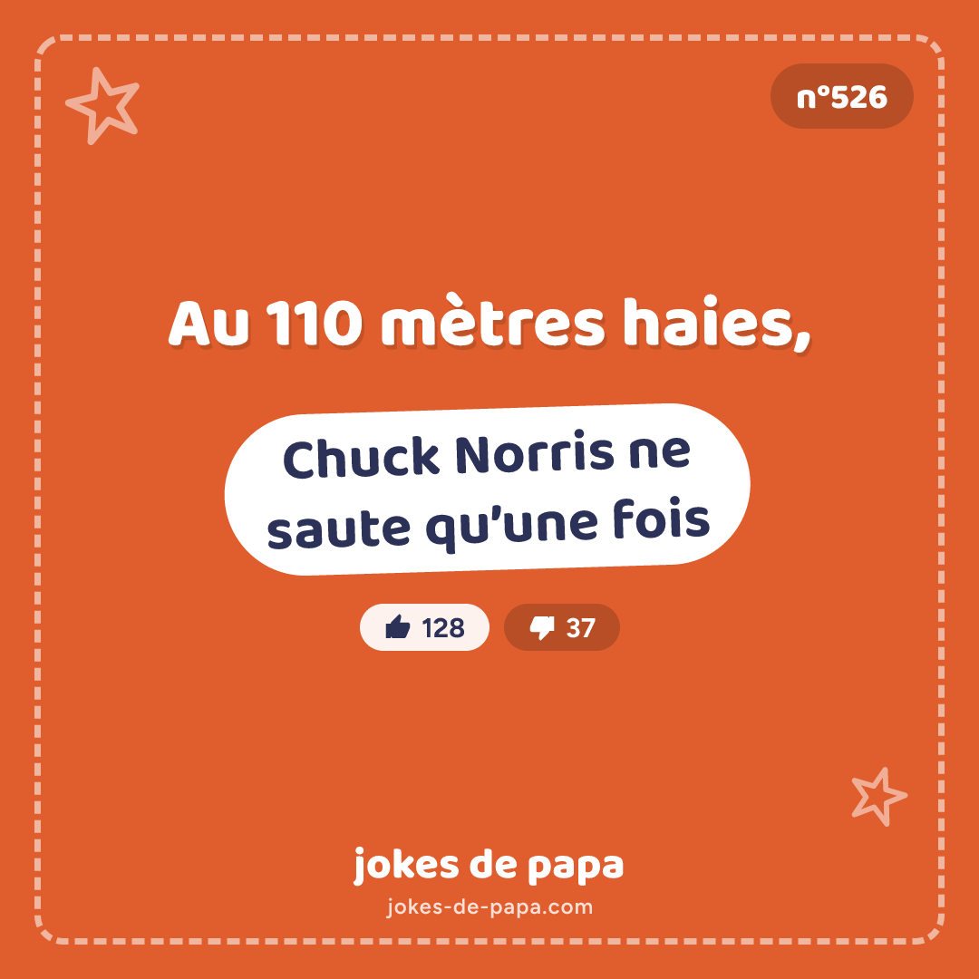 Blague n°526 en image : Au 110 mètres haies, Chuck Norris ne saute qu’une fois