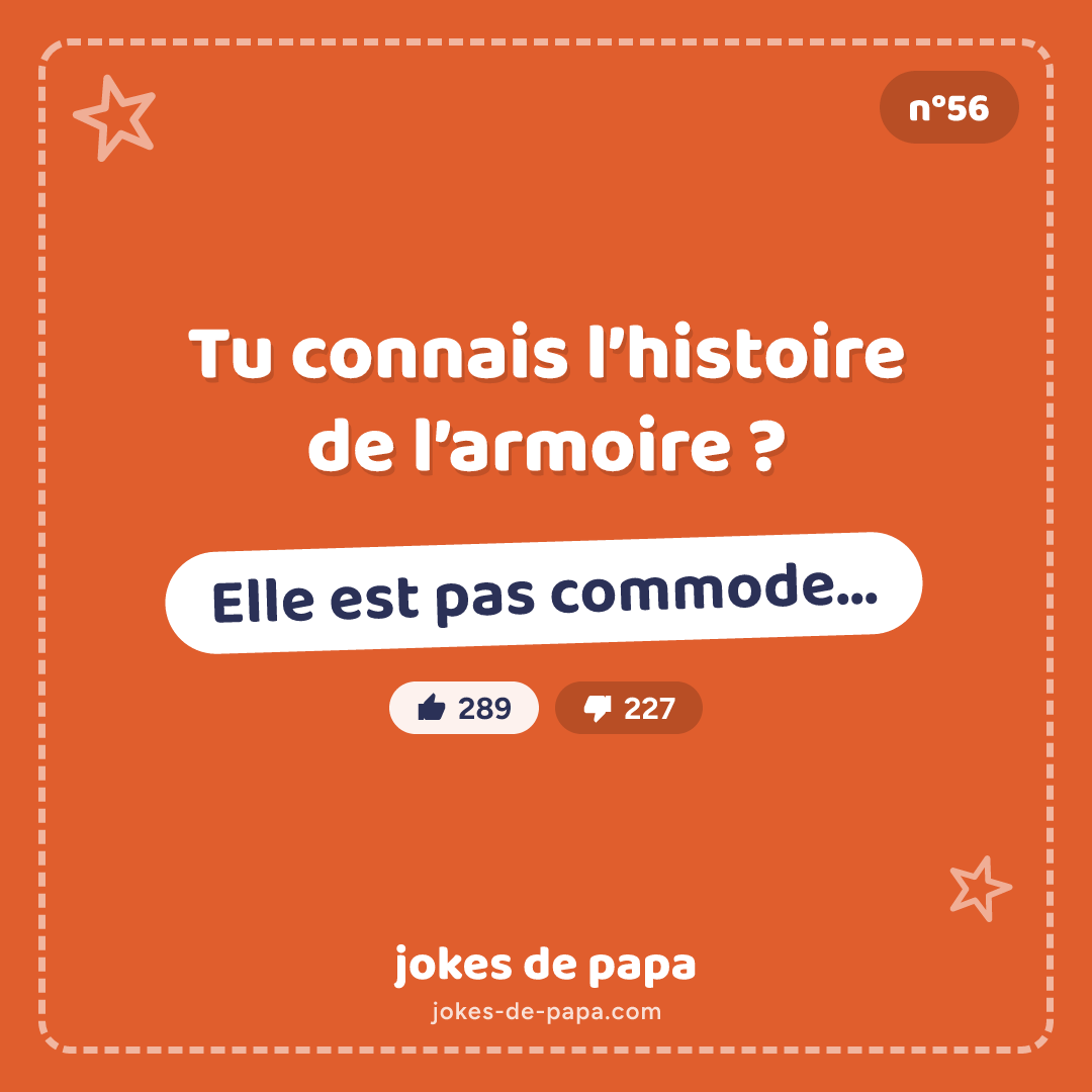 Blague n°56 en image : Tu connais l’histoire de l’armoire ? Elle est pas commode…