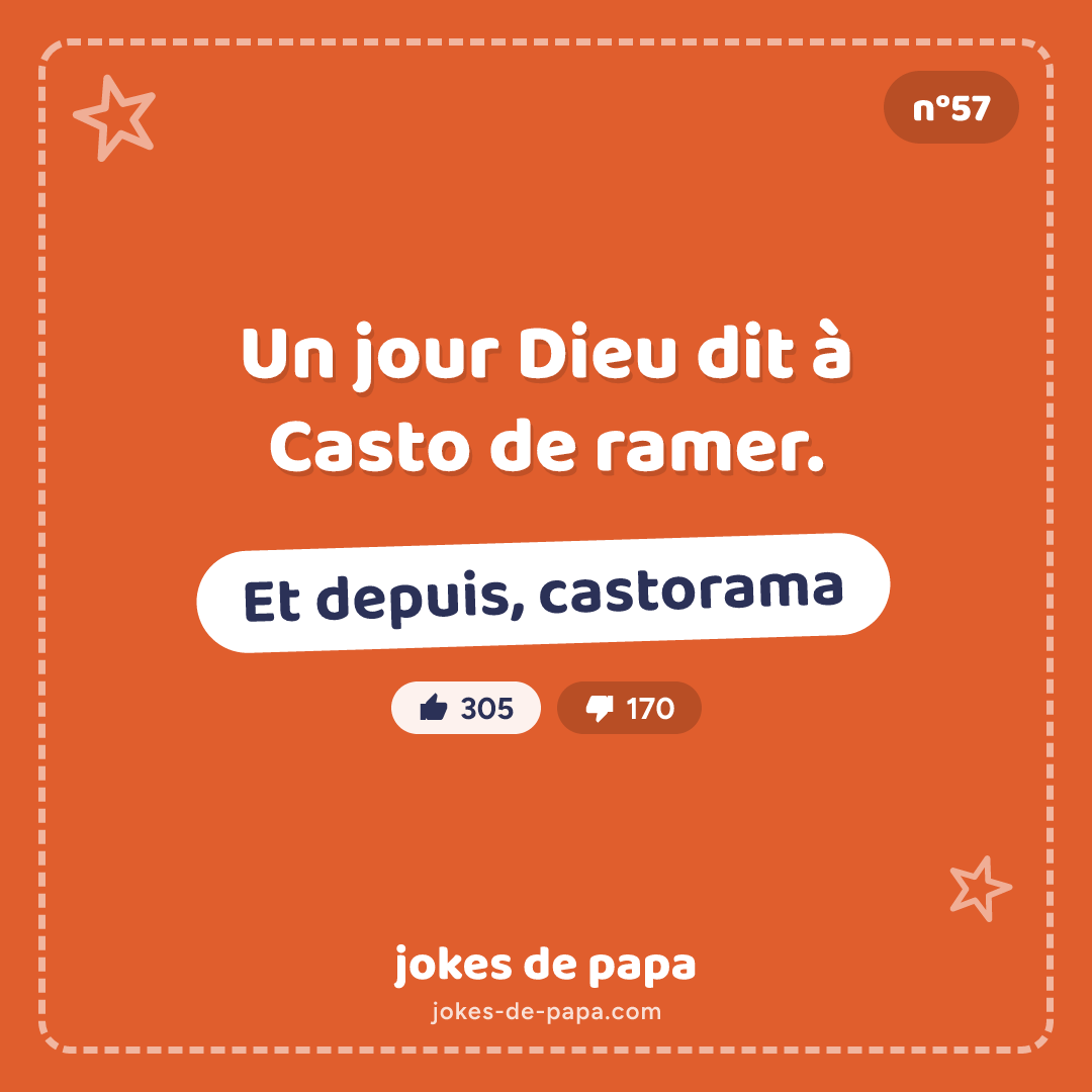 Blague n°57 en image : Un jour Dieu dit à Casto de ramer. Et depuis, castorama