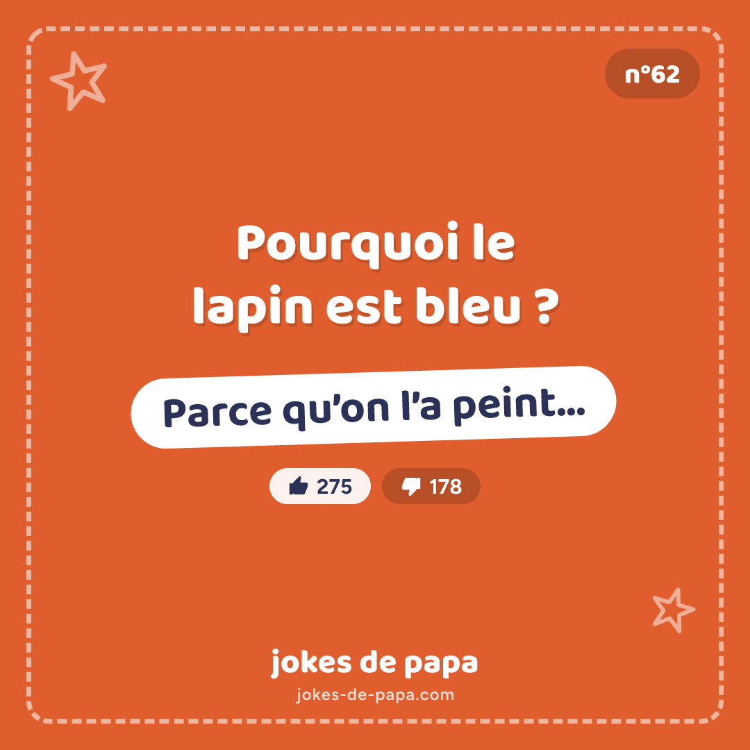Blague n°62 en image : Pourquoi le lapin est bleu ? Parce qu’on l’a peint…