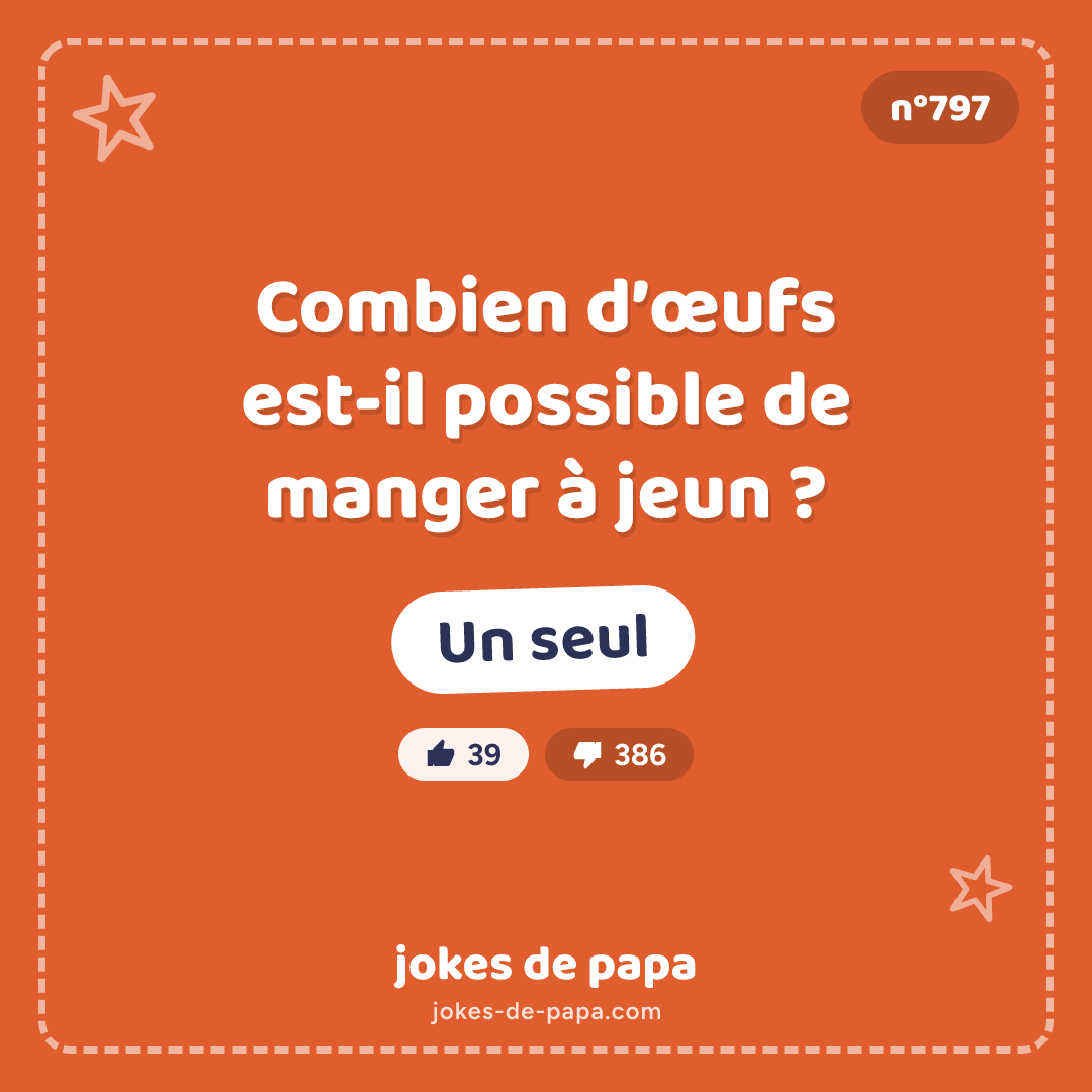 Blague n°797 en image : Combien d’œufs est-il possible de manger à jeun ? Un seul