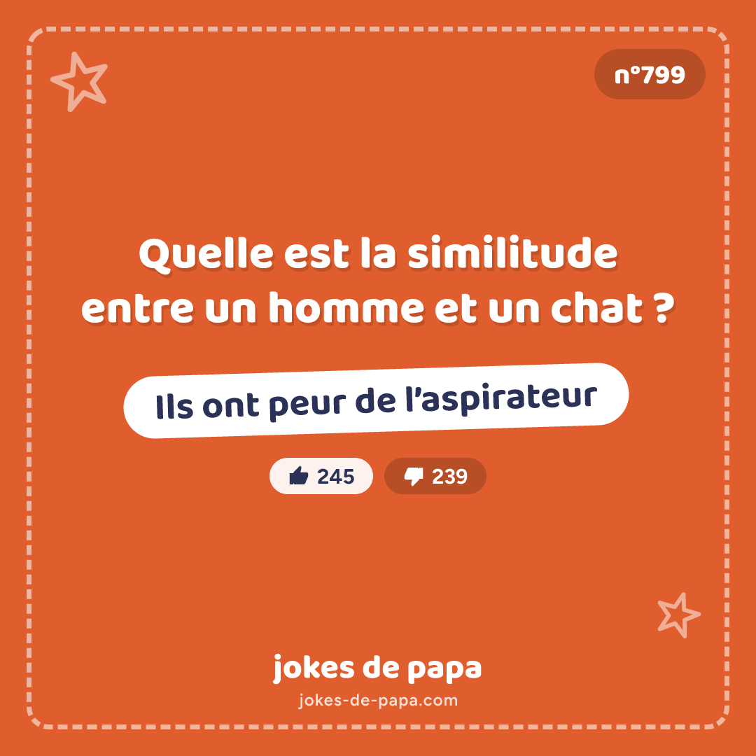 Blague n°799 en image : Quelle est la similitude entre un homme et un chat ? Ils ont peur de l’aspirateur