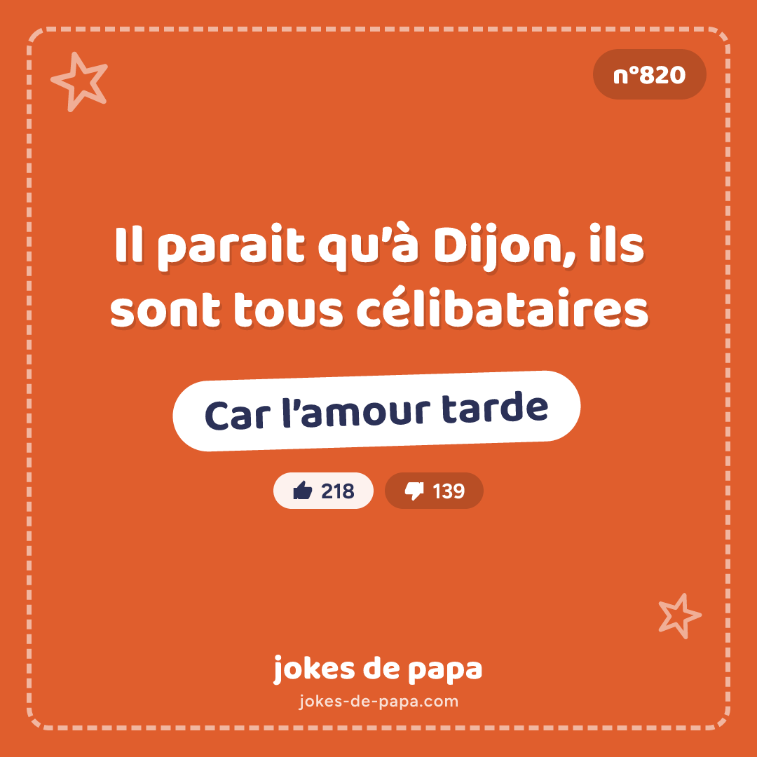 Blague n°820 en image : Il parait qu’à Dijon, ils sont tous célibataires Car l’amour tarde