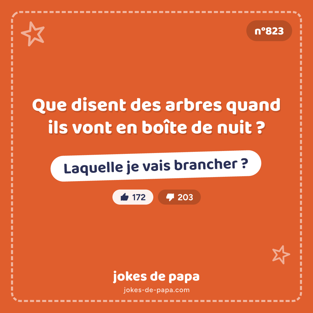 Blague n°823 en image : Que disent des arbres quand ils vont en boîte de nuit ? Laquelle je vais brancher ?