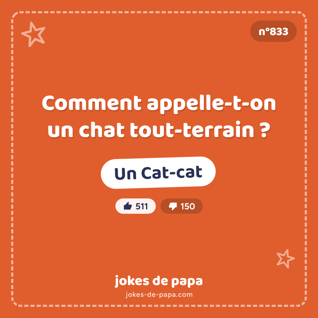 Blague n°833 en image : Comment appelle-t-on un chat tout-terrain ? Un Cat-cat