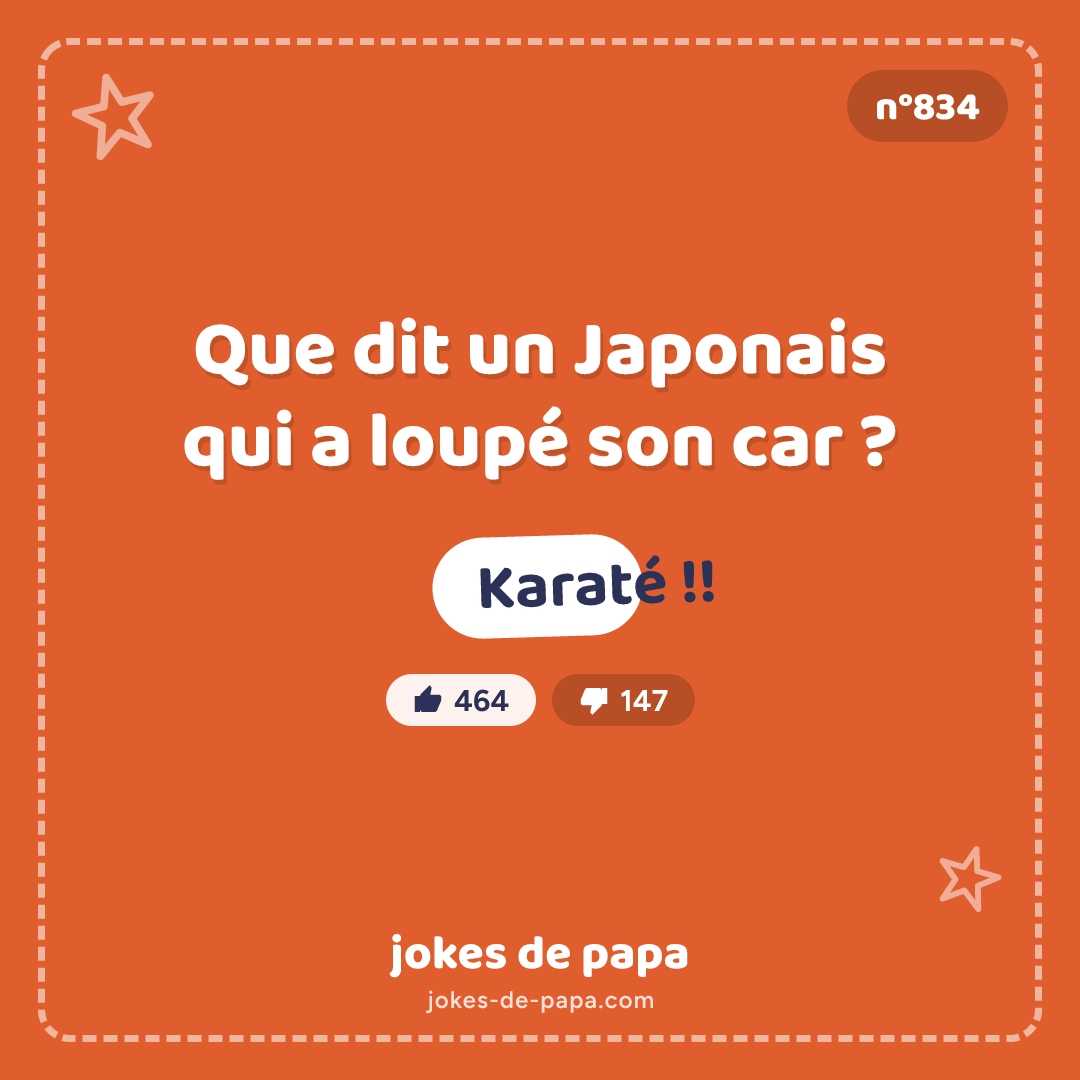 Blague n°834 en image : Que dit un Japonais qui a loupé son car ? Karaté !!