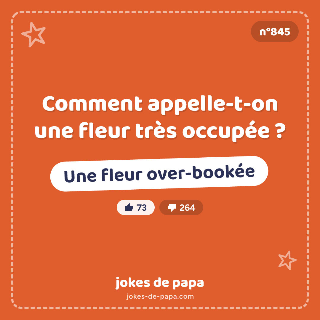 Blague n°845 en image : Comment appelle-t-on une fleur très occupée ? Une fleur over-bookée