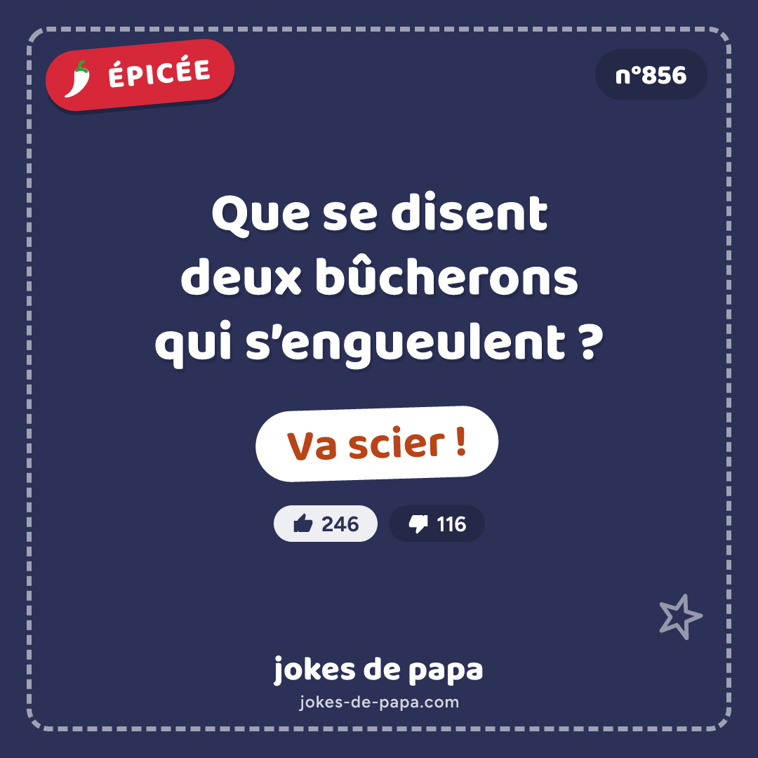 Blague n°856 en image : Que se disent deux bûcherons qui s’engueulent ? Va scier !