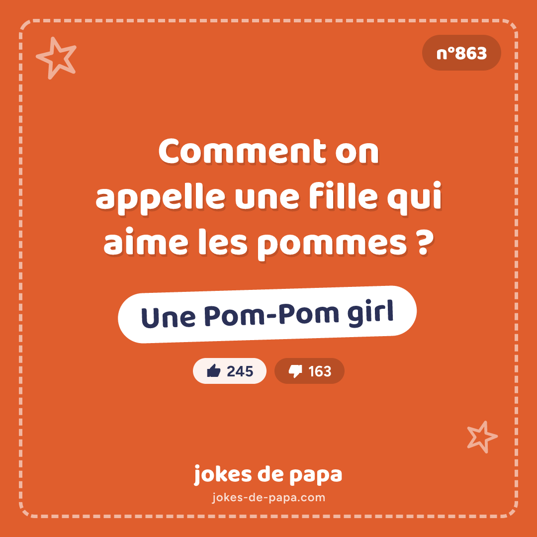 Blague n°863 en image : Comment on appelle une fille qui aime les pommes ? Une Pom-Pom girl