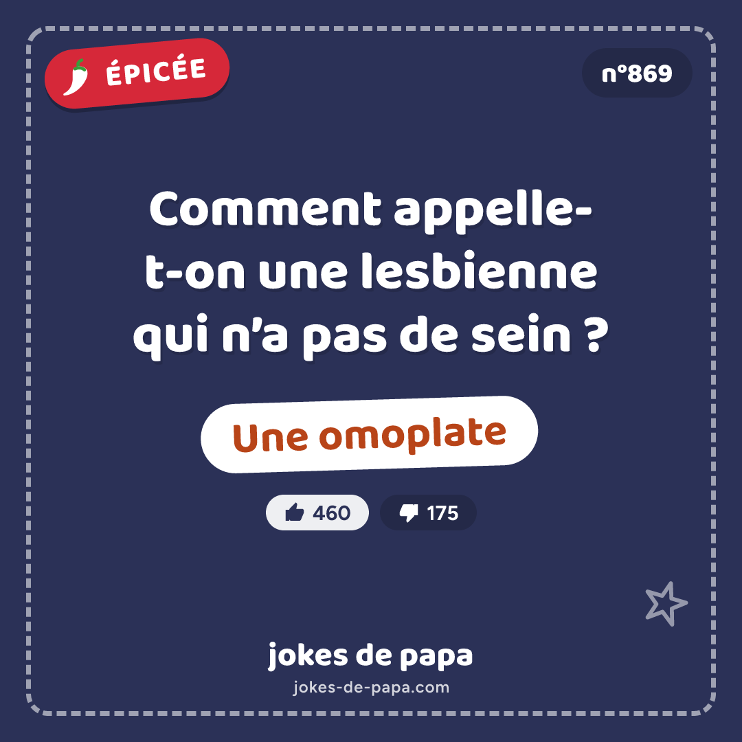 Blague n°869 en image : Comment appelle-t-on une lesbienne qui n’a pas de sein ? Une omoplate