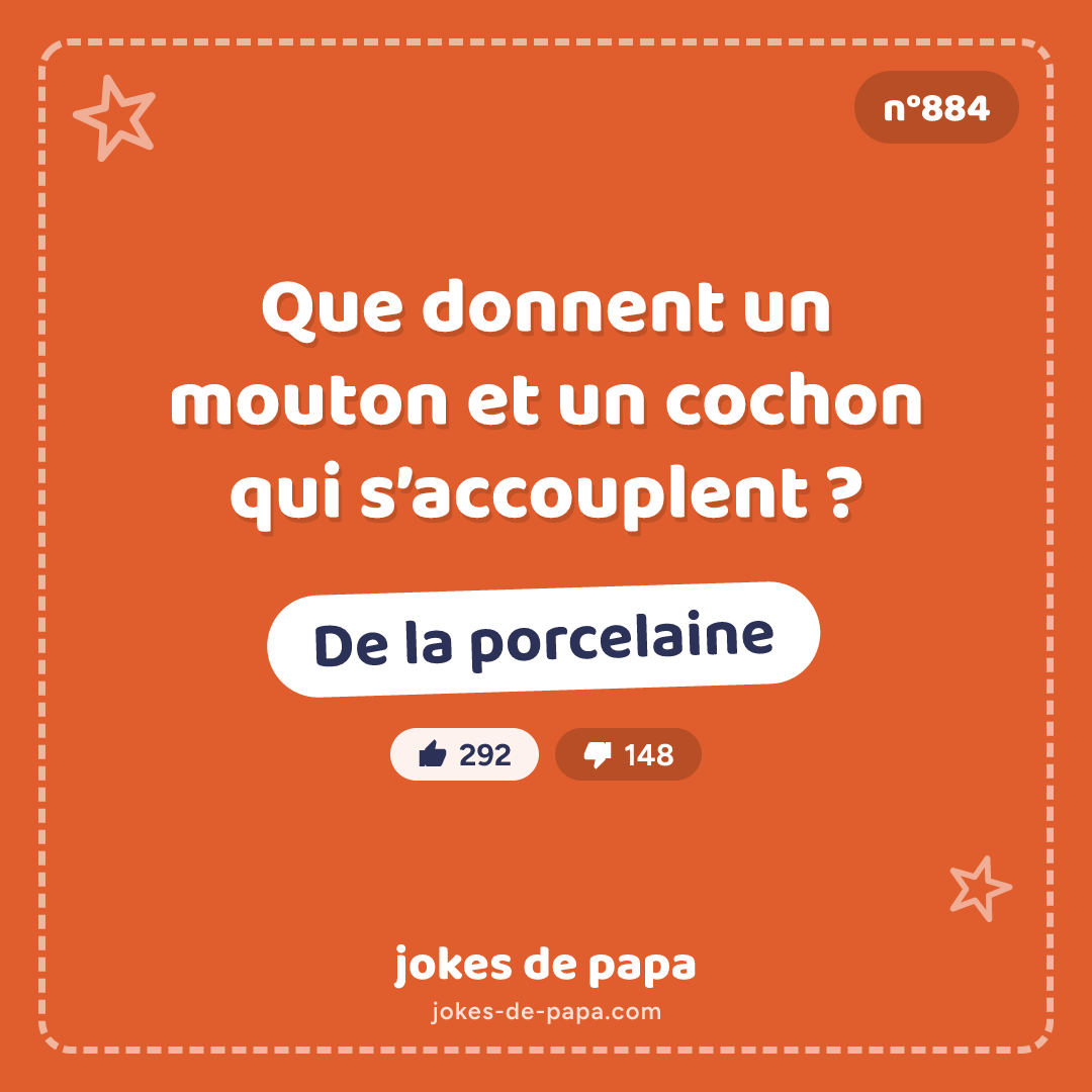 Blague n°884 en image : Que donnent un mouton et un cochon qui s’accouplent ? De la porcelaine