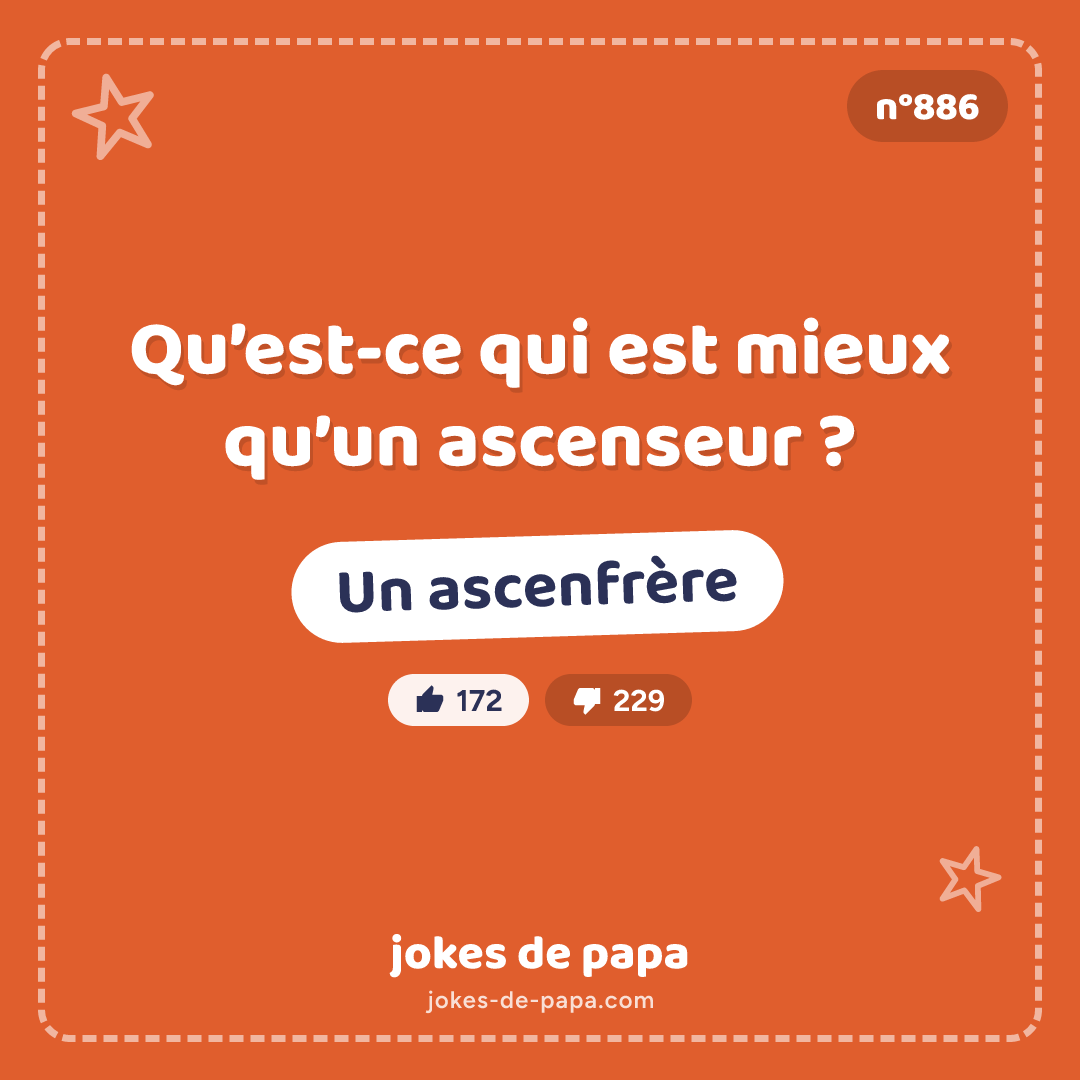 Blague n°886 en image : Qu’est-ce qui est mieux qu’un ascenseur ? Un ascenfrère