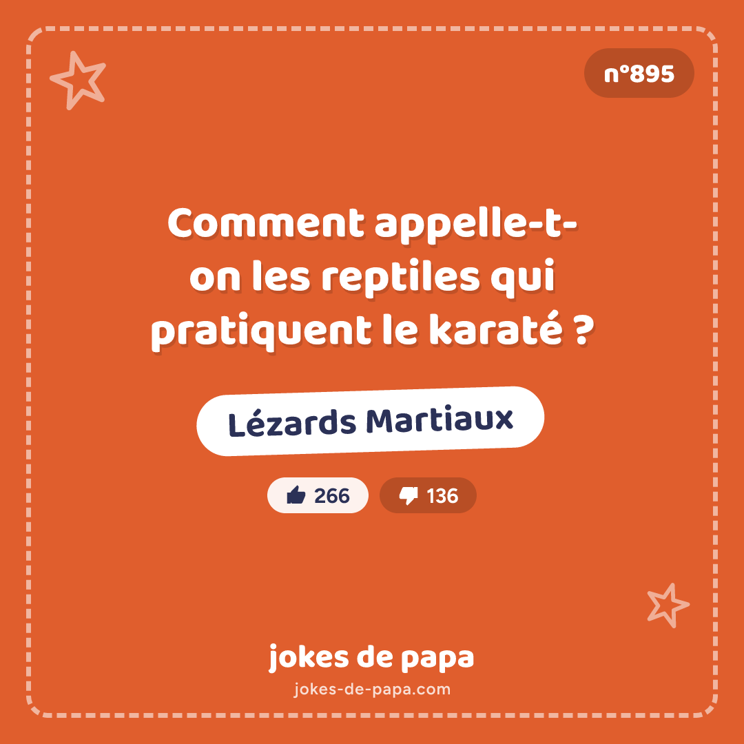 Blague n°895 en image : Comment appelle-t-on les reptiles qui pratiquent le karaté ? Lézards Martiaux