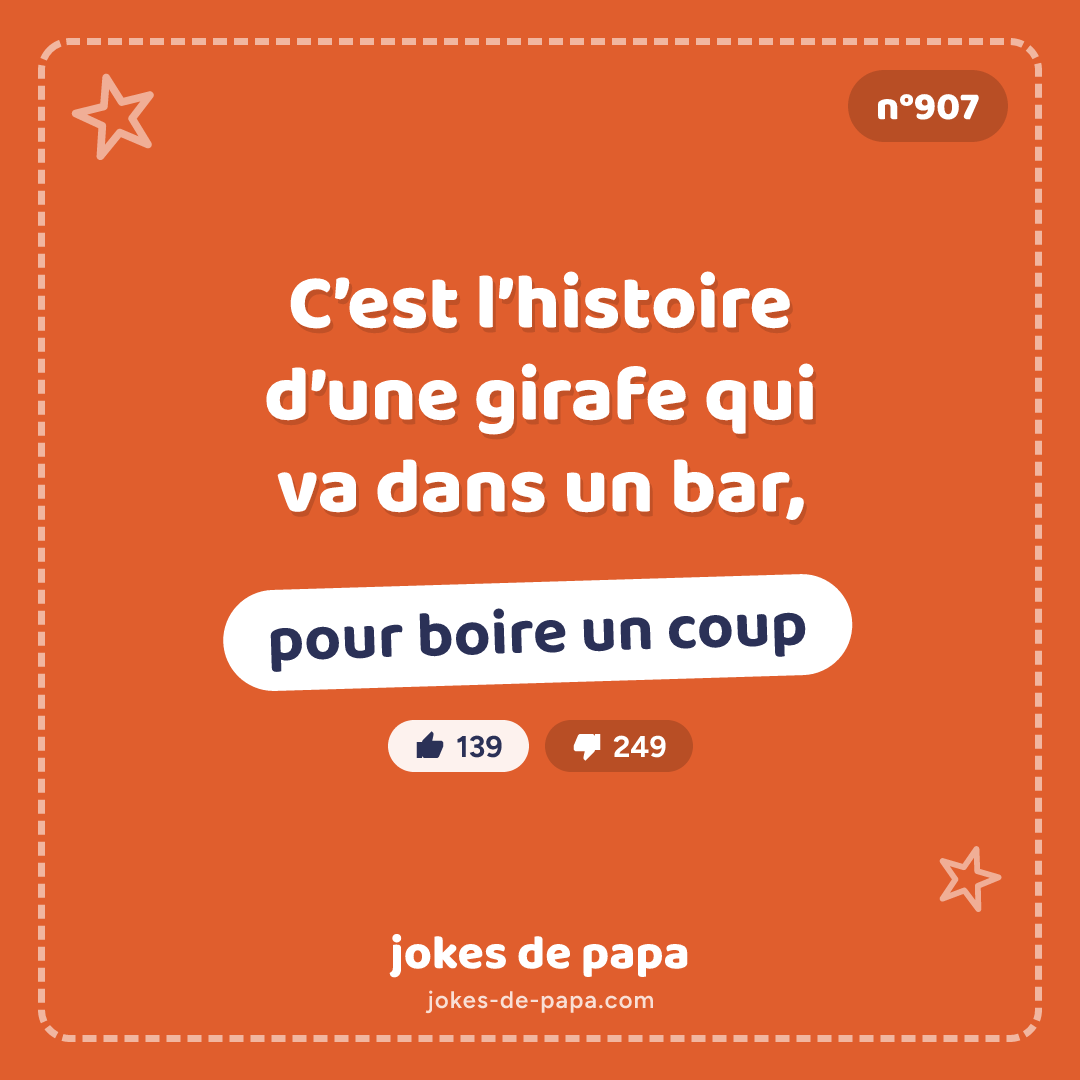 Blague n°907 en image : C’est l’histoire d’une girafe qui va dans un bar, pour boire un coup
