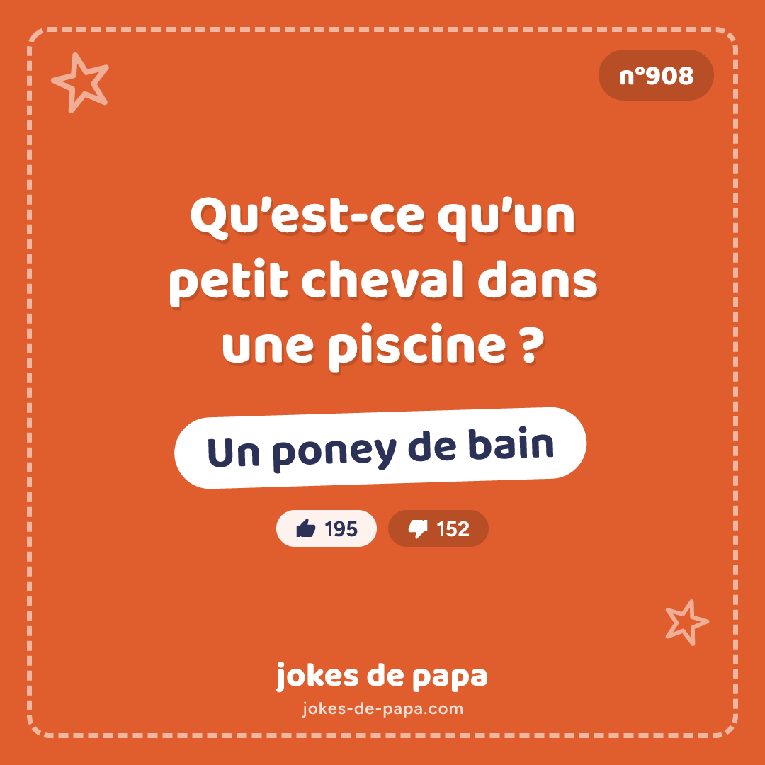 Blague n°908 en image : Qu’est-ce qu’un petit cheval dans une piscine ? Un poney de bain