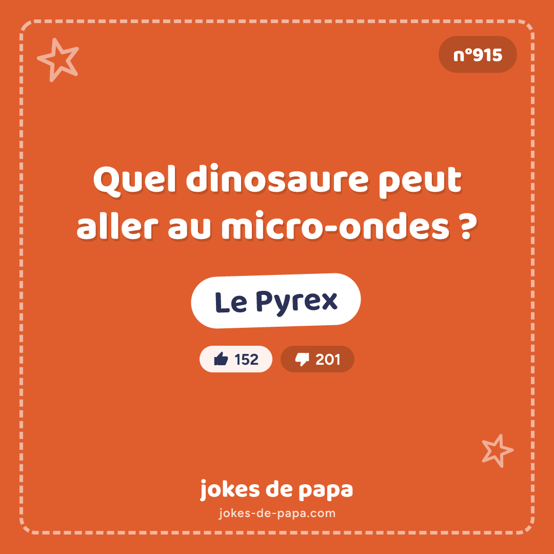 Blague n°915 en image : Quel dinosaure peut aller au micro-ondes ? Le Pyrex