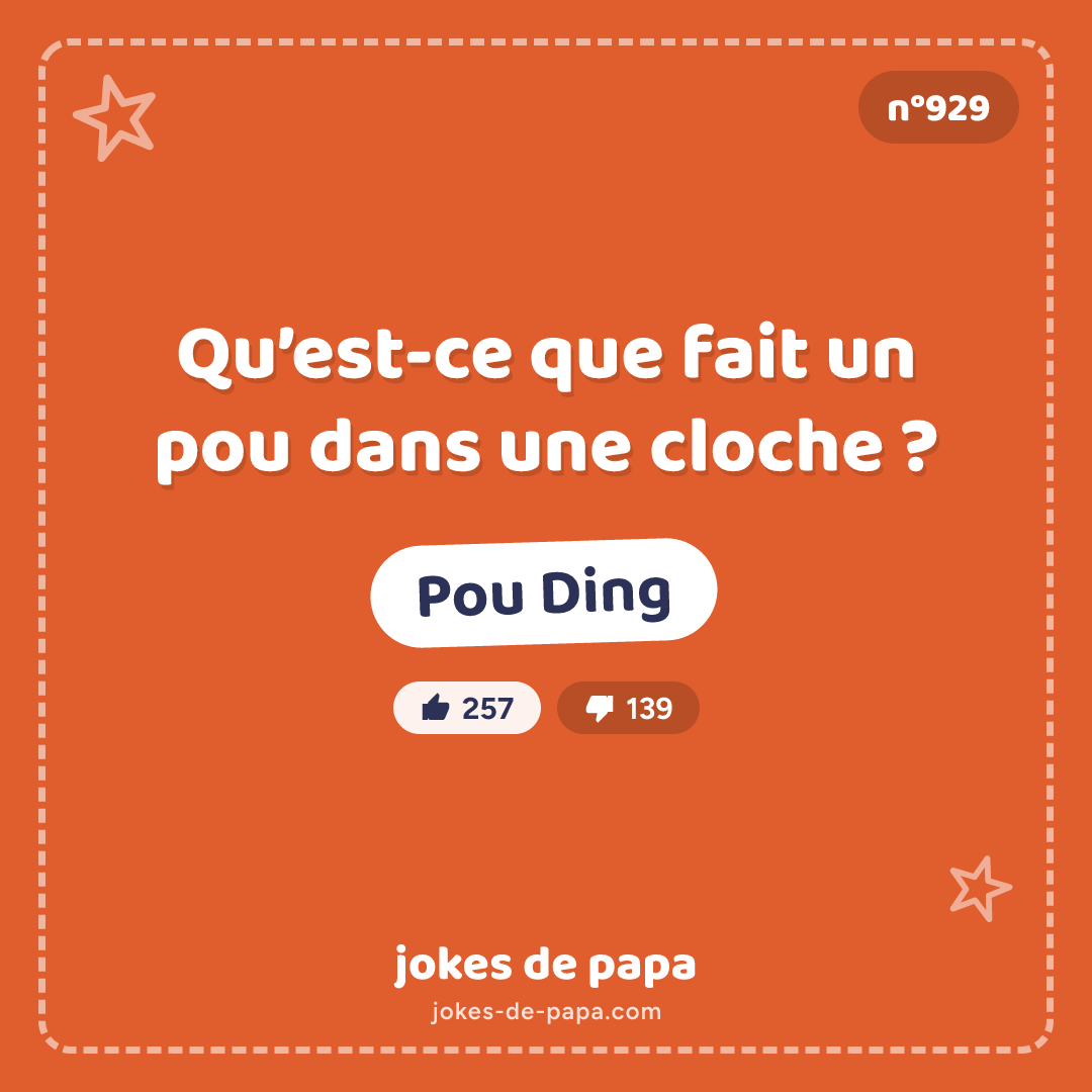 Blague n°929 en image : Qu’est-ce que fait un pou dans une cloche ? Pou Ding