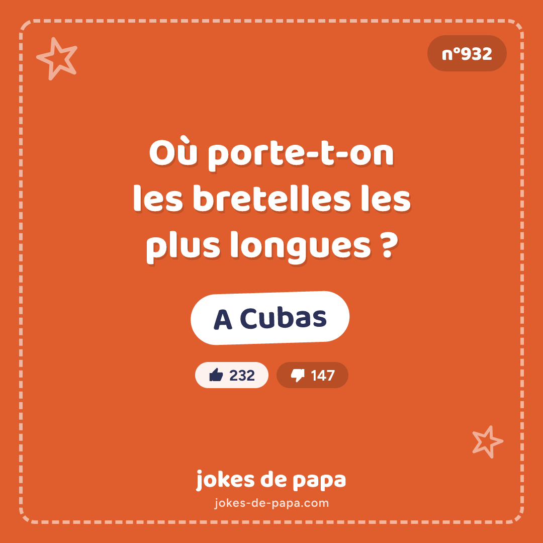 Blague n°932 en image : Où porte-t-on les bretelles les plus longues ? A Cubas