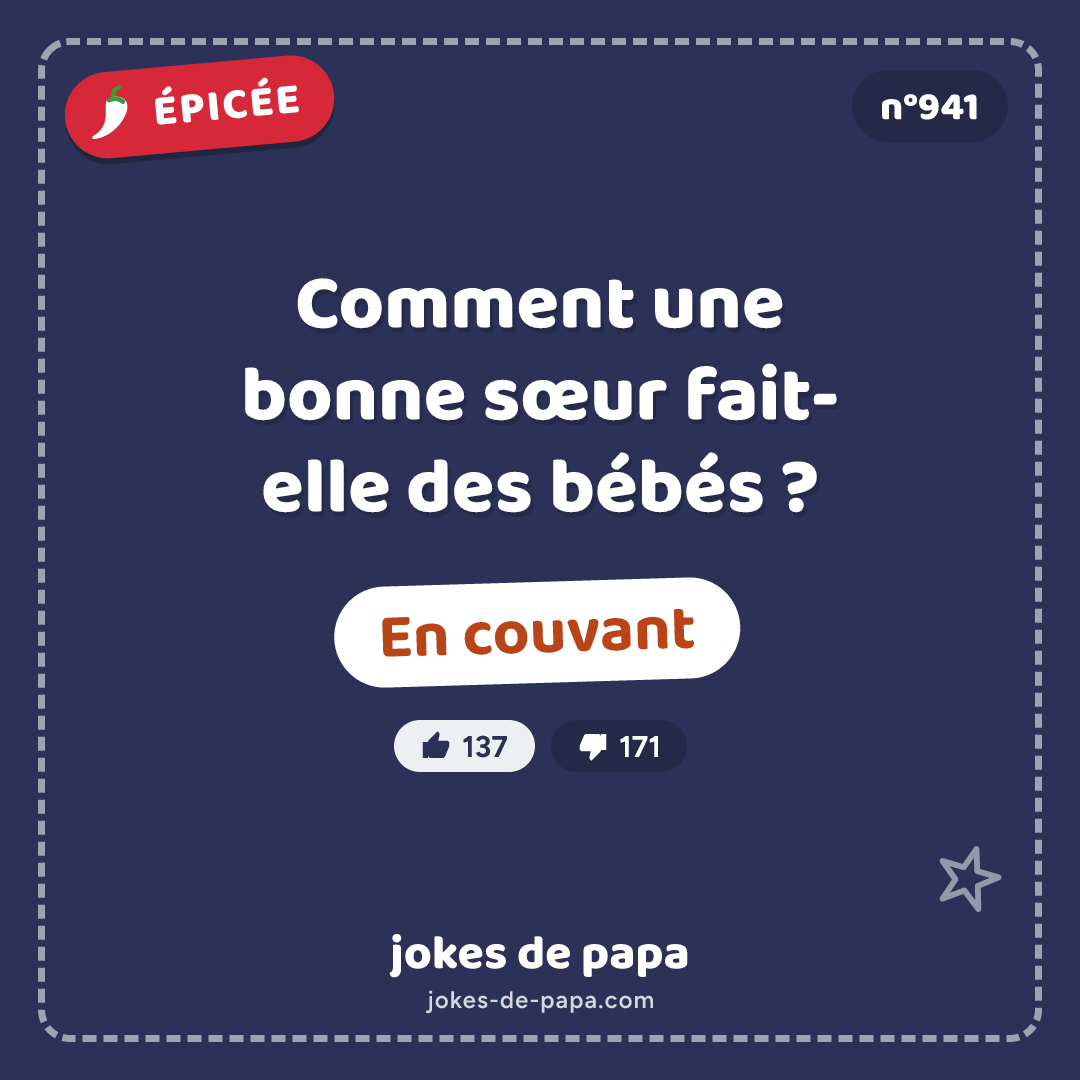 Blague n°941 en image : Comment une bonne sœur fait-elle des bébés ? En couvant