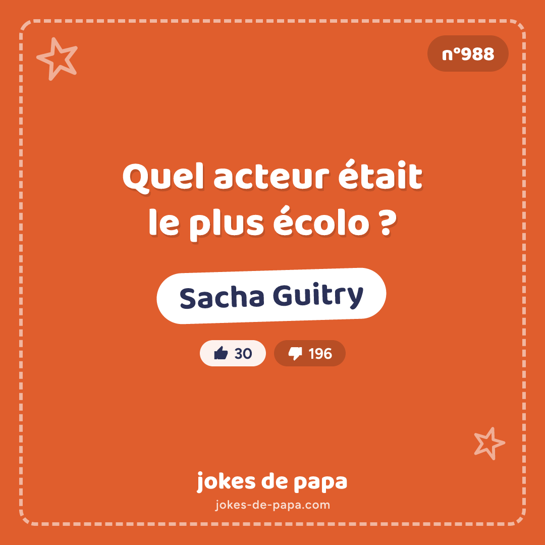 Blague n°988 en image : Quel acteur était le plus écolo ? Sacha Guitry